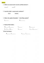 English Worksheet: Australia and New Zealand groupwork
