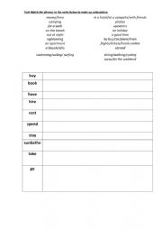 English Worksheet: Holiday Collocations