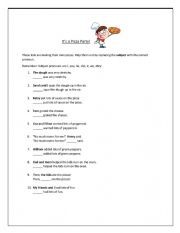 English Worksheet: Subject pronouns