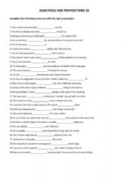 English Worksheet: Adjectives and prepositions