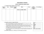 English Worksheet: Describing people