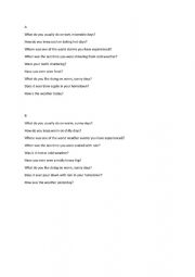 English Worksheet: Pair Activity: Weather