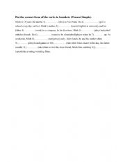 English Worksheet: Exercises on Simple Present Tense