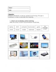 English Worksheet: Vocabulary Technology