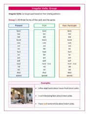 Irregular Verbs Groups