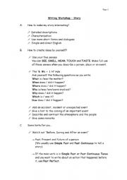 English Worksheet: Writing a Story