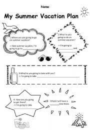 English Worksheet: My summer vacation plan
