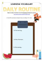 Daily Routine Vocabulary Exercise