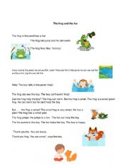 English Worksheet: The frog and fox