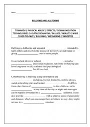 English Worksheet: CYBERBULLYING