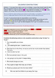 English Worksheet: CAUSATIVE CONSTRUCTIONS