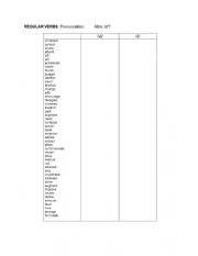 English Worksheet: -ed Pronunciation - Regular Verbs /d/ or /id/ PART A