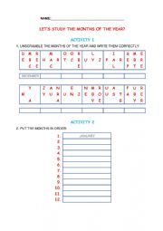 English Worksheet: Months of the year