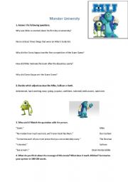 English Worksheet: Monster inc