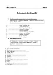 Review Vocab Unit 4 ( part 2 ) level 4