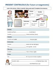 English Worksheet: PRESENT CONTINUOUS (for future arrangements)