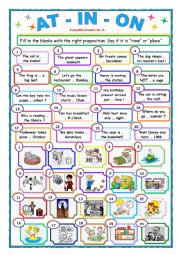 at - in - on : prepositions of time and places.