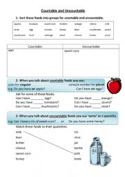 English Worksheet: Food