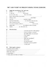 English Worksheet: Be and Verbs of Present Simple Tense exercise