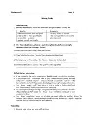 English Worksheet: Guided and free writing tasks / Level 4