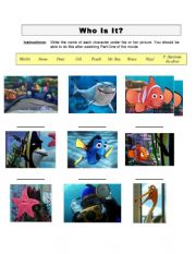 English Worksheet: Finding Nemo - Characters