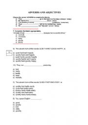 English Worksheet: Adverbs and adjectives