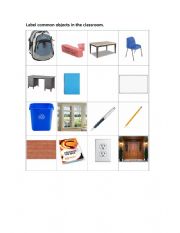 English Worksheet: Label common objects in the classroom
