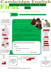 English Worksheet: WRITING PART 1 (ESSAY) FOR CAMBRIDGE B2 FIRST (FCE) [methodology]