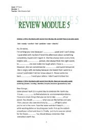 English Worksheet: Review module 5 8th form