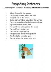 English Worksheet: Expanding Sentences