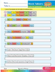 English Worksheet: Block Talkers 1 - Sentence Unscramble