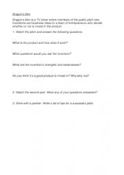 English Worksheet: Dragon�s Den