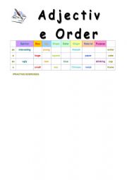 English Worksheet: order of adjectives