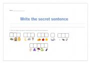 English worksheet: Secret Sentence Worksheet