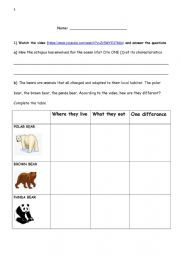 English Worksheet: Animals Habitats