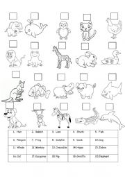 English Worksheet: Number the animals game