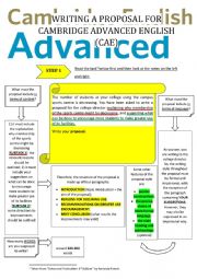 English Worksheet: WRITING A PROPOSAL FOR CAMBRIDGE ENGLISH ADVANCED (CAE) [methodology]