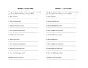 English Worksheet: INDIRECT QUESTIONS