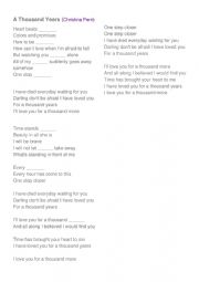 English Worksheet: A Thousand Years(worksheet)