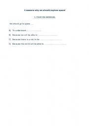 English Worksheet: Why should we go to space ?