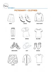 English Worksheet: Clothes Pictionary