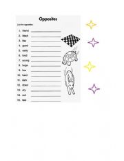 English Worksheet: Opposites
