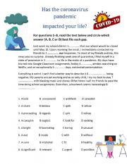English Worksheet: pandemic impact