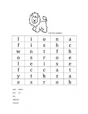 English Worksheet: FIND THE ANIMALS NAME