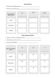 English Worksheet: birthday party