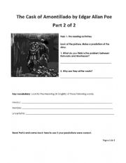 English Worksheet: The Cask of Amontillado by Edgar Allan Poe Part 2 of 2