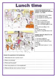 English Worksheet: Picture description - Lunch time