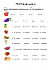 Fruits spelling quiz