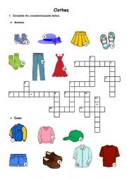 Clothes - crossword puzzle