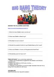 English Worksheet: big bang theory lesson plan